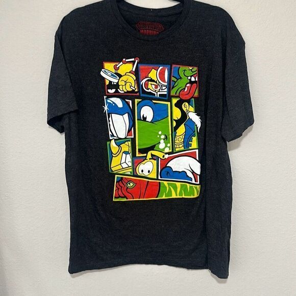 Saturday Morning Cartoons Gray Medley Crewneck T-Shirt Size XL - Picture 1 of 5